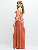 Rear View Thumbnail - Terracotta Copper Modern Regency Chiffon Tiered Maxi Dress with Tie-Back