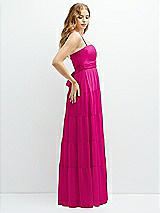 Side View Thumbnail - Think Pink Modern Regency Chiffon Tiered Maxi Dress with Tie-Back