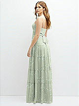 Rear View Thumbnail - Vintage Primrose Sage Modern Regency Chiffon Tiered Maxi Dress with Tie-Back