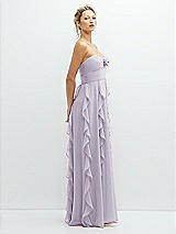 Side View Thumbnail - Moondance Strapless Vertical Ruffle Chiffon Maxi Dress with Flower Detail