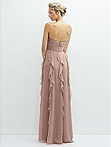 Rear View Thumbnail - Neu Nude Strapless Vertical Ruffle Chiffon Maxi Dress with Flower Detail