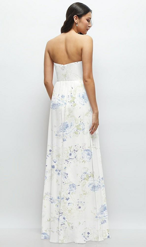 Back View - Bleu Garden Strapless Chiffon Maxi Dress with Oversized Bow Bodice