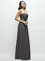 Side View Thumbnail - Caviar Gray Strapless Chiffon Maxi Dress with Oversized Bow Bodice