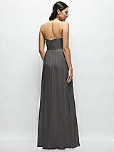 Rear View Thumbnail - Caviar Gray Strapless Chiffon Maxi Dress with Oversized Bow Bodice