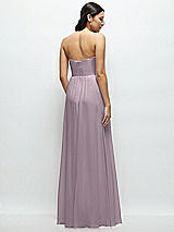 Rear View Thumbnail - Lilac Dusk Strapless Chiffon Maxi Dress with Oversized Bow Bodice