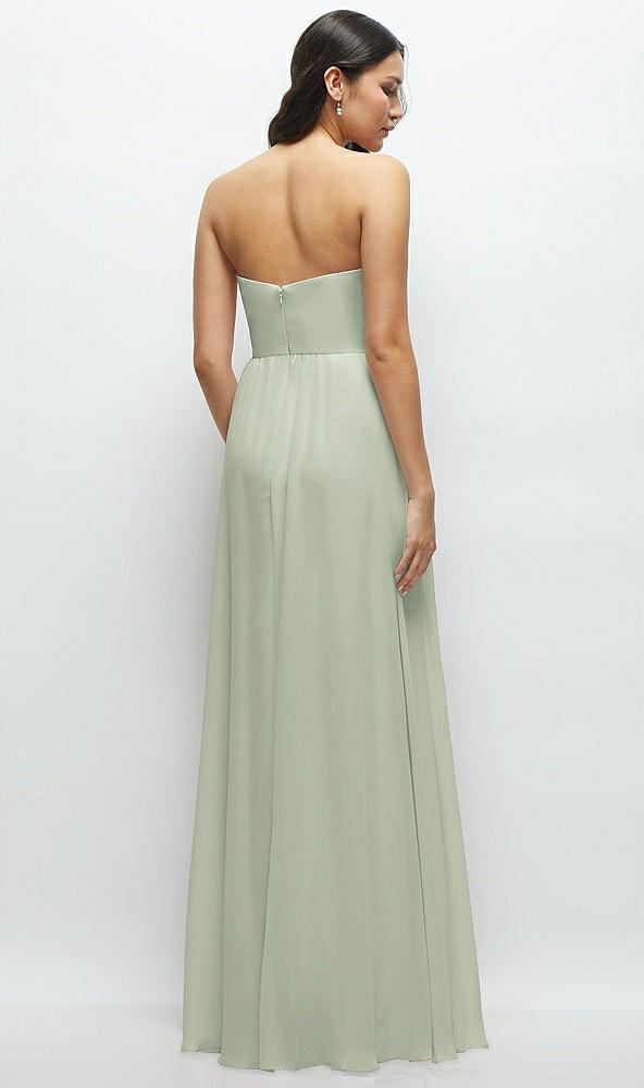 Back View - Celadon Strapless Chiffon Maxi Dress with Oversized Bow Bodice