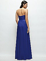 Rear View Thumbnail - Cobalt Blue Strapless Chiffon Maxi Dress with Oversized Bow Bodice