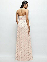 Rear View Thumbnail - Coquette Floral Print Strapless Chiffon Maxi Dress with Oversized Bow Bodice