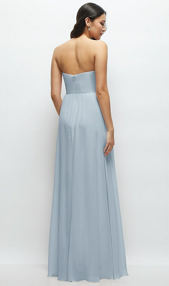 Back View - Mist Strapless Chiffon Maxi Dress with Oversized Bow Bodice