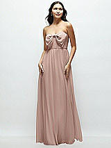 Front View Thumbnail - Neu Nude Strapless Chiffon Maxi Dress with Oversized Bow Bodice