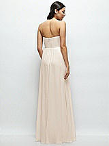 Rear View Thumbnail - Oat Strapless Chiffon Maxi Dress with Oversized Bow Bodice