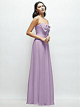 Side View Thumbnail - Pale Purple Strapless Chiffon Maxi Dress with Oversized Bow Bodice