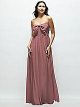 Front View Thumbnail - Rosewood Strapless Chiffon Maxi Dress with Oversized Bow Bodice