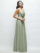 Side View Thumbnail - Sage Strapless Chiffon Maxi Dress with Oversized Bow Bodice