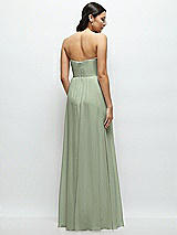 Rear View Thumbnail - Sage Strapless Chiffon Maxi Dress with Oversized Bow Bodice