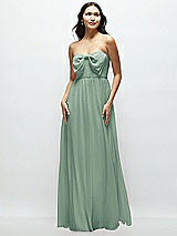 Front View Thumbnail - Seagrass Strapless Chiffon Maxi Dress with Oversized Bow Bodice