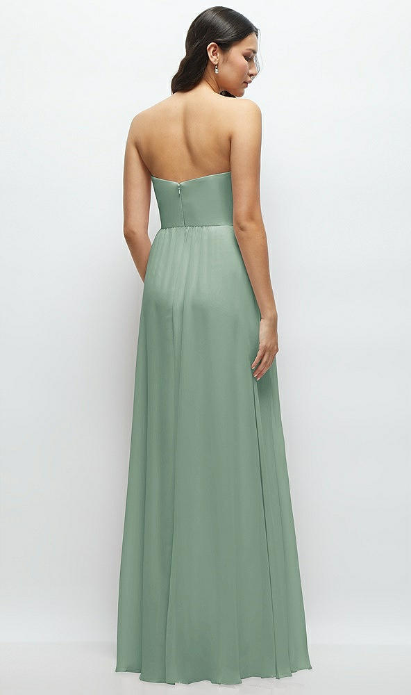 Back View - Seagrass Strapless Chiffon Maxi Dress with Oversized Bow Bodice