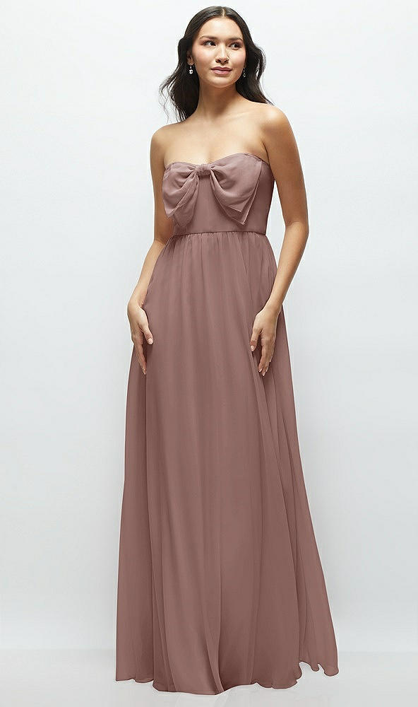 Front View - Sienna Strapless Chiffon Maxi Dress with Oversized Bow Bodice