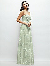 Side View Thumbnail - Vintage Primrose Sage Strapless Chiffon Maxi Dress with Oversized Bow Bodice