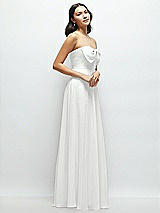 Side View Thumbnail - White Strapless Chiffon Maxi Dress with Oversized Bow Bodice