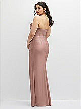 Rear View Thumbnail - Neu Nude Strapless Stretch Satin Corset Dress with Draped Column Skirt