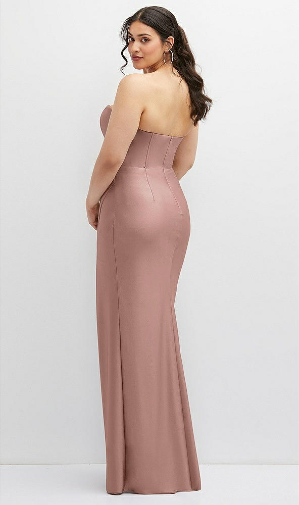 Back View - Neu Nude Strapless Stretch Satin Corset Dress with Draped Column Skirt