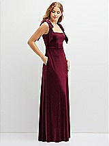 Side View Thumbnail - Cabernet Square Neck Velvet Maxi Dress with Bow Shoulders