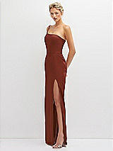 Side View Thumbnail - Auburn Moon Sleek One-Shoulder Crepe Column Dress with Cut-Away Slit