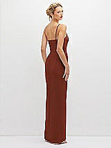 Rear View Thumbnail - Auburn Moon Sleek One-Shoulder Crepe Column Dress with Cut-Away Slit