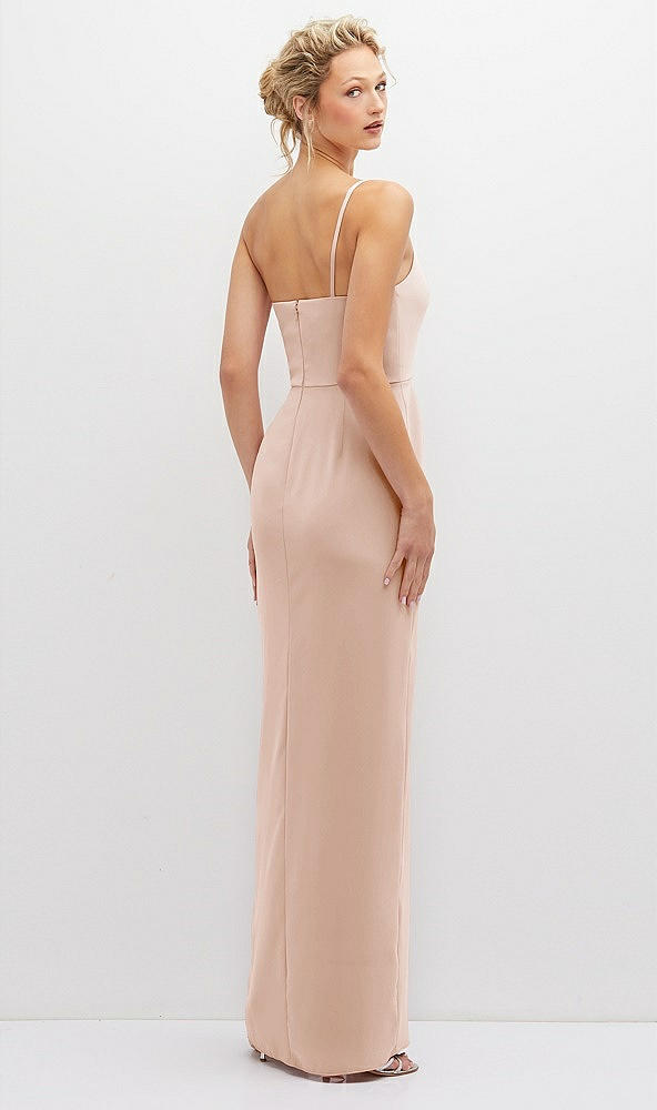 Back View - Cameo Sleek One-Shoulder Crepe Column Dress with Cut-Away Slit