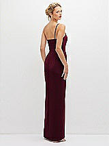 Rear View Thumbnail - Cabernet Sleek One-Shoulder Crepe Column Dress with Cut-Away Slit