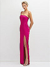 Side View Thumbnail - Think Pink Sleek One-Shoulder Crepe Column Dress with Cut-Away Slit