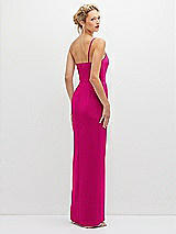 Rear View Thumbnail - Think Pink Sleek One-Shoulder Crepe Column Dress with Cut-Away Slit