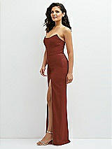 Side View Thumbnail - Auburn Moon Sleek Strapless Crepe Column Dress with Cut-Away Slit