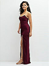 Side View Thumbnail - Cabernet Sleek Strapless Crepe Column Dress with Cut-Away Slit