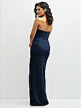 Rear View Thumbnail - Midnight Navy Sleek Strapless Crepe Column Dress with Cut-Away Slit