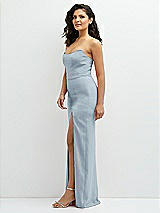 Side View Thumbnail - Mist Sleek Strapless Crepe Column Dress with Cut-Away Slit