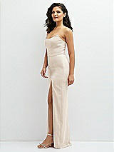 Side View Thumbnail - Oat Sleek Strapless Crepe Column Dress with Cut-Away Slit