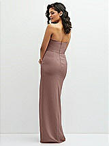 Rear View Thumbnail - Sienna Sleek Strapless Crepe Column Dress with Cut-Away Slit