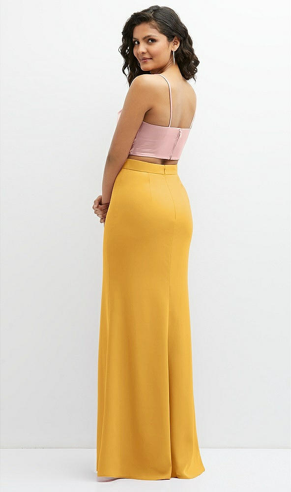 Back View - NYC Yellow Crepe Mix-and-Match High Waist Fit and Flare Skirt