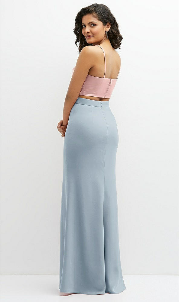 Back View - Mist Crepe Mix-and-Match High Waist Fit and Flare Skirt