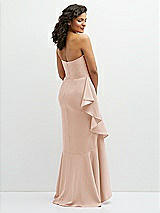 Rear View Thumbnail - Cameo Strapless Crepe Maxi Dress with Ruffle Edge Bias Wrap Skirt