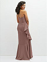 Rear View Thumbnail - Sienna Strapless Crepe Maxi Dress with Ruffle Edge Bias Wrap Skirt