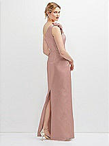 Rear View Thumbnail - Neu Nude Oversized Flower One-Shoulder Satin Column Dress