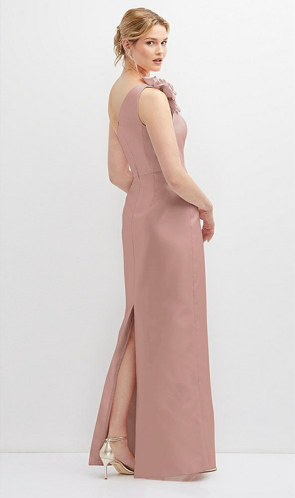 Back View - Neu Nude Oversized Flower One-Shoulder Satin Column Dress