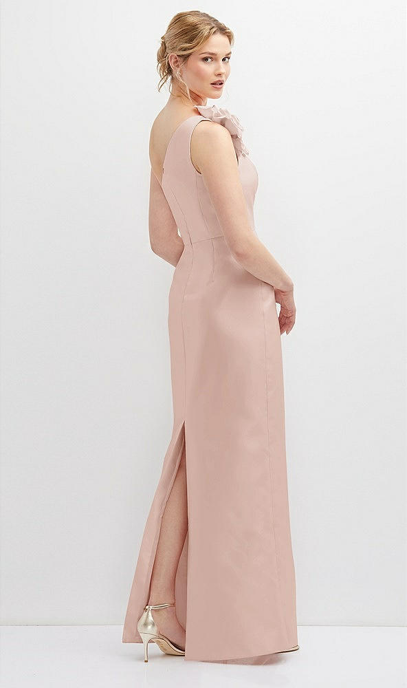 Back View - Toasted Sugar Oversized Flower One-Shoulder Satin Column Dress