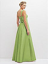 Rear View Thumbnail - Mojito Lace-Up Back Bustier Satin Dress with Full Skirt and Pockets