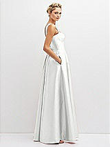 Side View Thumbnail - White Lace-Up Back Bustier Satin Dress with Full Skirt and Pockets