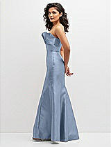 Side View Thumbnail - Cloudy Strapless Satin Fit and Flare Dress with Crumb-Catcher Bodice