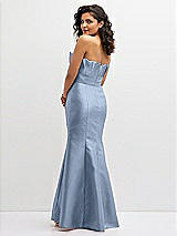 Rear View Thumbnail - Cloudy Strapless Satin Fit and Flare Dress with Crumb-Catcher Bodice